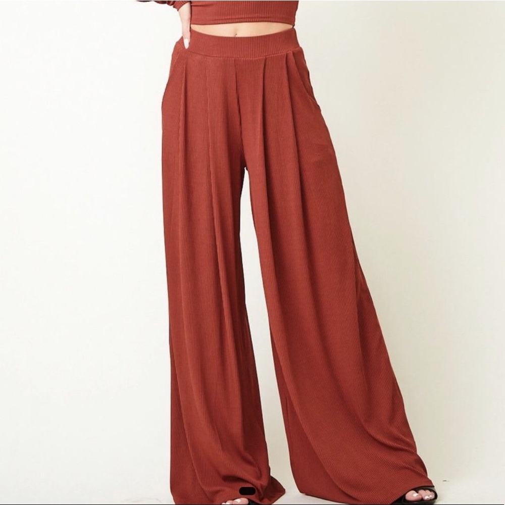 Saints & Hearts wide leg ribbed pants